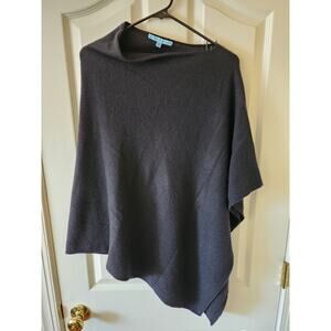 Antonio Melani 100% Cashmere Asymmetrical Poncho Black One Size Wrap Soft